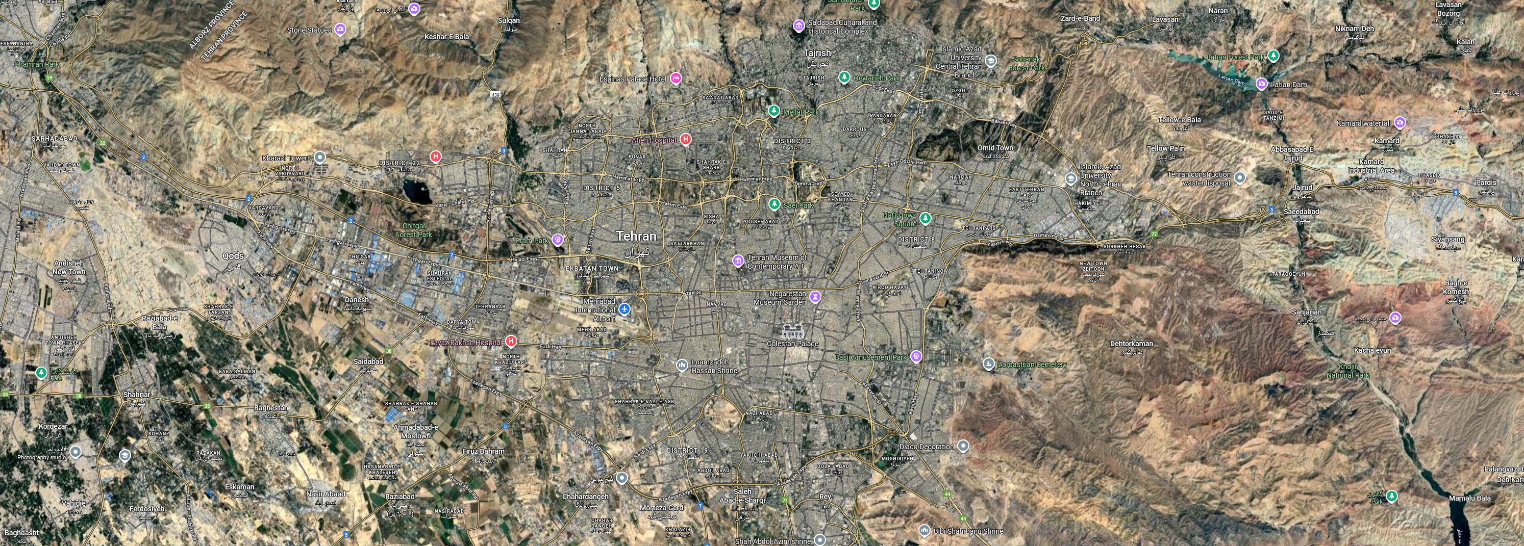 نمای ماهواره‌ای تهران